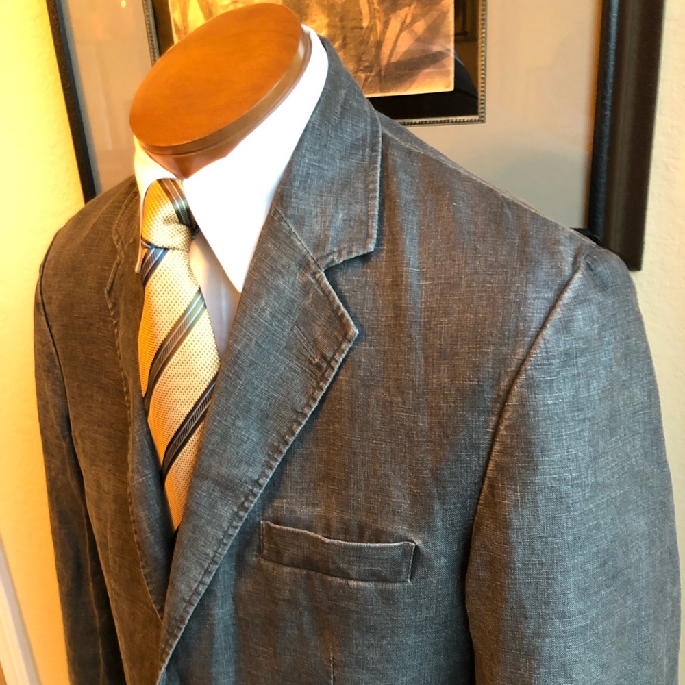 Material London Dark Gray Linen Jacket Size 42R
